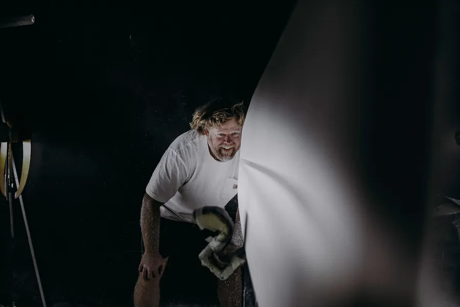 Joshua Martin at work inside the shaping room